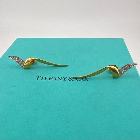 Tiffany & Co. 1983 Diamond Chrysalis Earrings 18k Gold Paloma Picasso - Picture 3 of 7